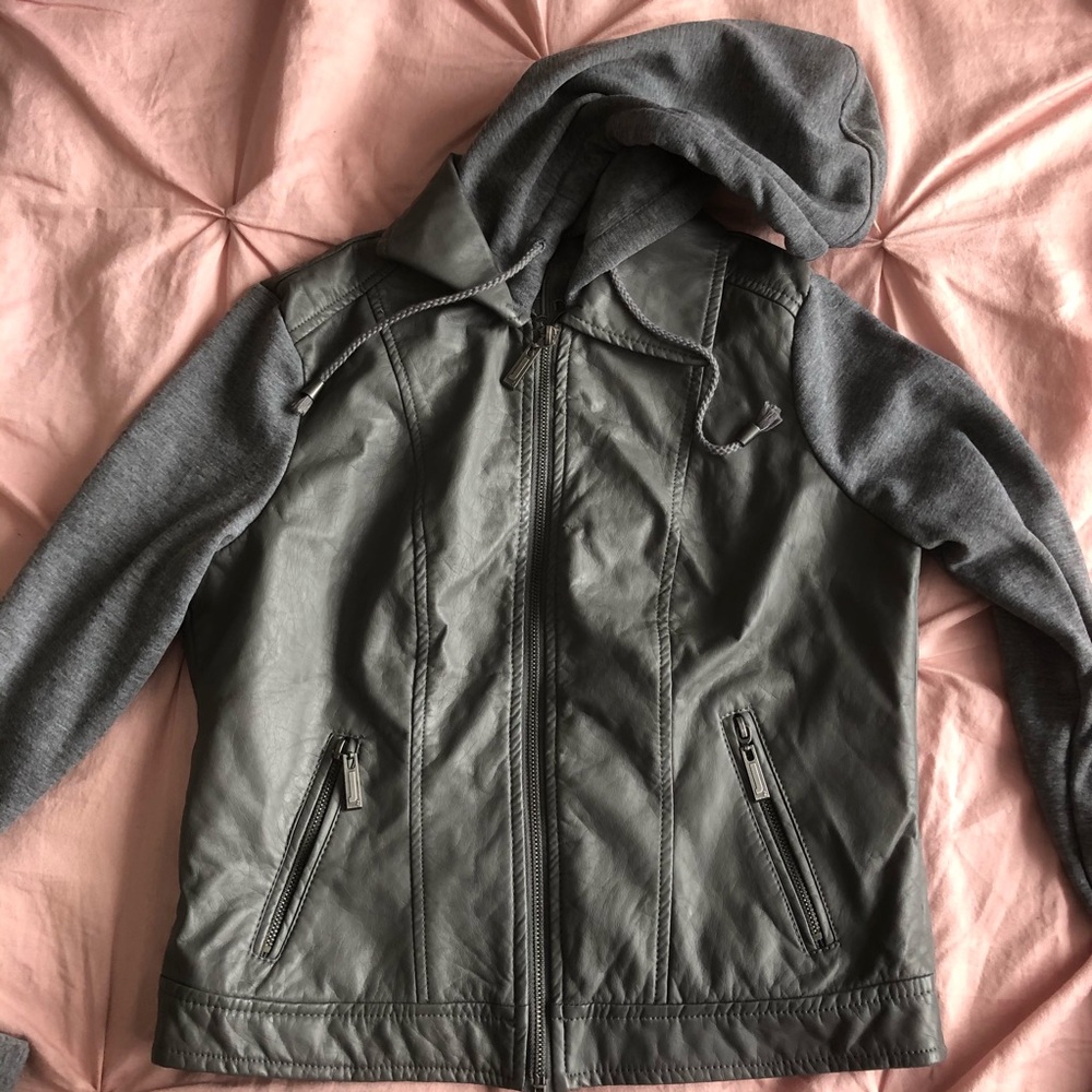 Kohls faux leather grey jacket